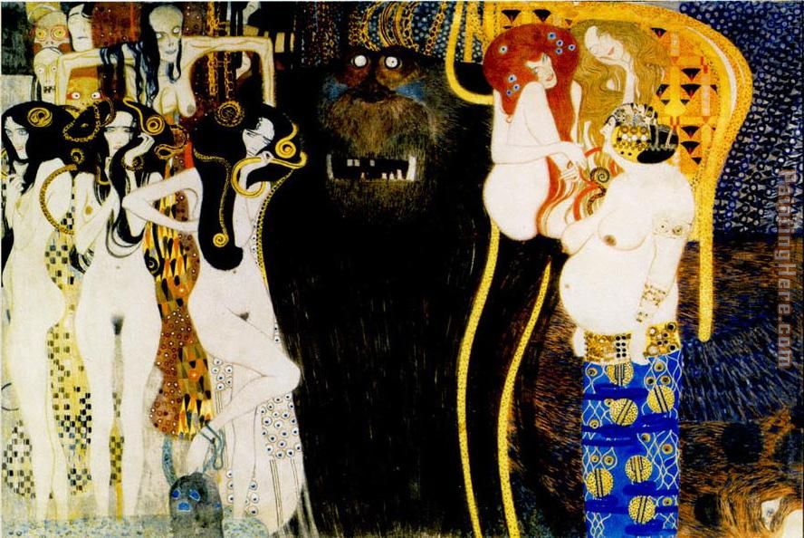 Entirety of Beethoven Frieze left5 painting - Gustav Klimt Entirety of Beethoven Frieze left5 art painting